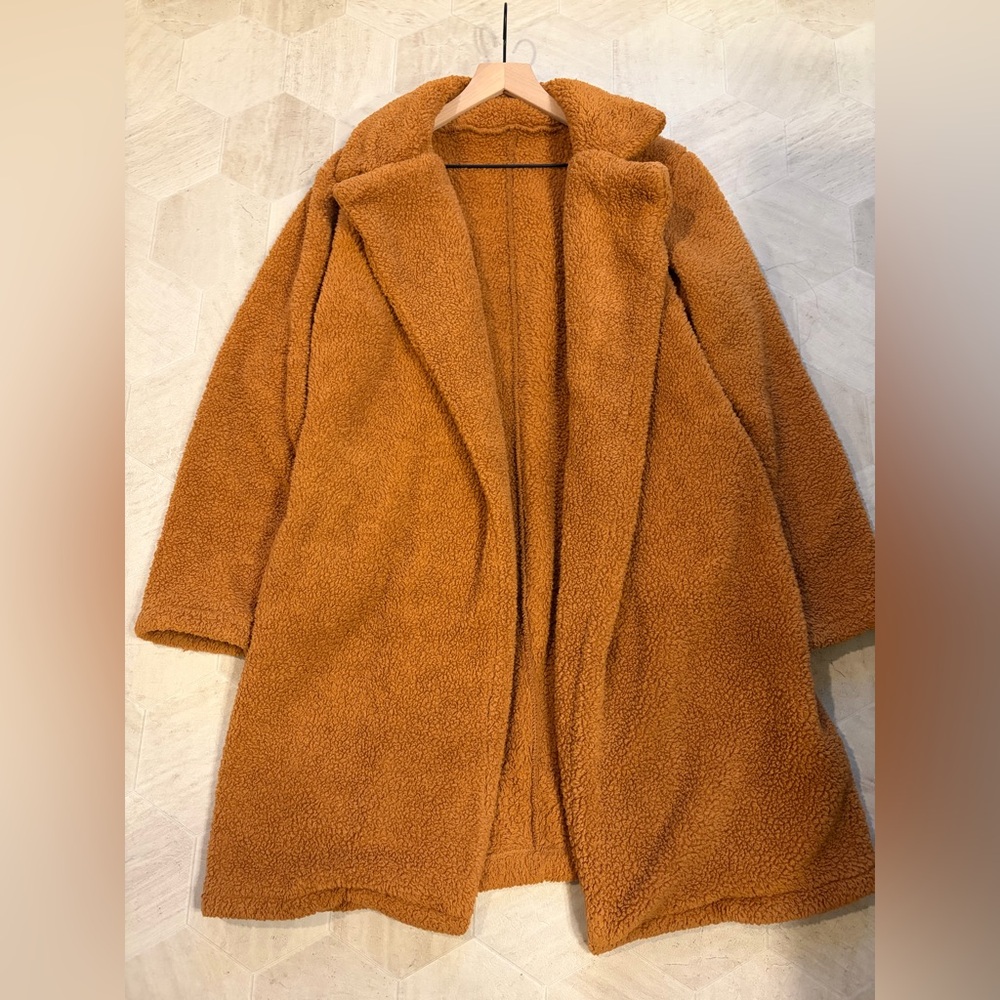 Women's Cozy‎ Tan long Teddy Coat size XL